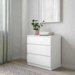وحدة أدراج مودرن 3 أدراج بدون مقابض – أبيض – 80×85×40 سم – خشب كونتر